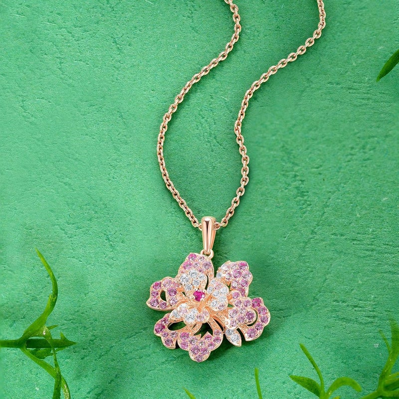 Santuzza Sterling Silver Gemstone Flower Pendant for Women - Image 3